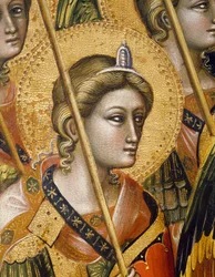 Andělské hierarchie, Guariento di Arpo (aktivní 1338, zemřel 1367 nebo 1370), tempera na panelu. Podrobnosti.