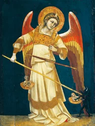 Archanděl Michael váží duše, kolem roku 1354, od Guarienta (činný 1338-1367 nebo 1370)