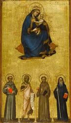 Madonna a dítě se svatými, kolem roku 1360 (tempera a zlatý list na topolovém panelu)