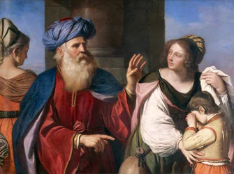 Abraham vyhání Hagar od Guercina (1591-1666), olej na plátně