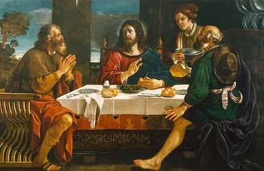 Večeře v Emauzích, od Giovanniho Francesca Barbieriho, známého jako Guercino (1591-1666), olej na plátně