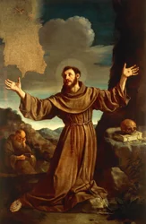 Svatý František z Assisi přijímá stigmata (olej na plátně)