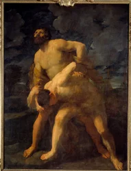 Hercules zápasí s Achelous Hercules paluby řecké řeky. Obraz Guido Reni dit le Guide (1575-1642) 1620 Sun. 2,61 x 1,92 m
