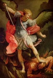 Archanděl Michael porazil Satana (olej na plátně)