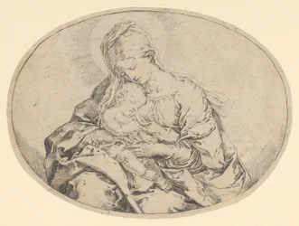 Panna drží malého Krista, oválná kompozice, ca. 1600-1640.