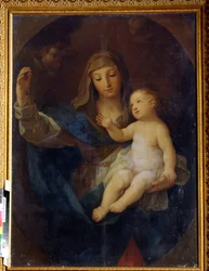 Panna a dítě (Panna a dítě). Obraz Guida Reniho (1575-1642). Olej na plátně. Italské umění, barokní styl. Regionální muzeum umění, Simferopol, Ukrajina