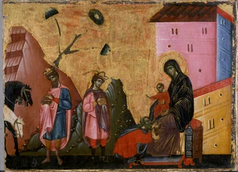 Klanění tří králů (tempera na dřevě)