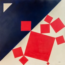 Suprematista Bachus a Ariadna podle Tiziana, 2016 (olej na plátně)