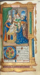 Tištěná kniha hodin (římské užití): fol. 40r, Obětování v chrámu