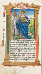 Tištěná kniha hodin Použití Říma: fol. 110v, svatá Barbora, 1510.
