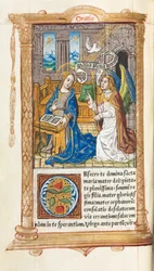Tištěná kniha hodin Použití Říma: fol. 60v, Zvěstování, 1510.