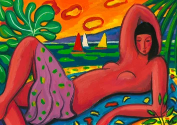 Nahá na pláži, 2011 (kvaš na papíře)