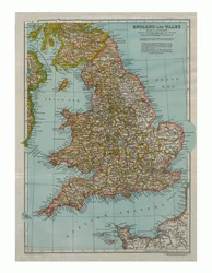 Mapa Anglie a Walesu, c1910