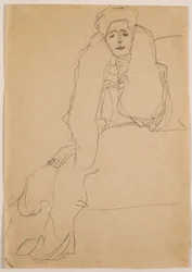 Sedí vlevo, horní část těla nakloněná dopředu; Sedící vlevo, trup vpředu, vlevo podepřený, 1904-1905