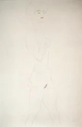 Stojící akt (tužka na papíře)