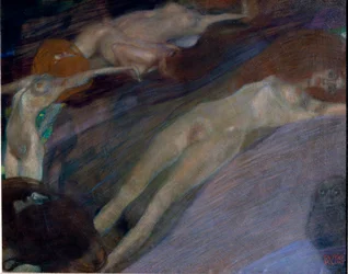 Vodní agitka Malba Gustava Klimta (1862-1918). 1898 rozměr 52x65 cm Rakouská galerie Belvedere, Vídeň.
