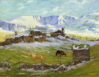 Ranní slunce nad horou, Vaga (olej na plátně)