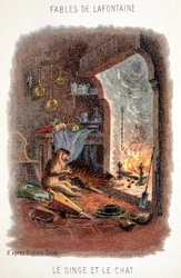 Fables de La Fontaine: Opice a kočka podle Gustava Doré.