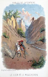 Bajky z La Fontaine: Lev a Moucheron podle Gustava Doré.