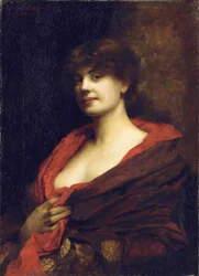 Elegantní dáma s červeným šátkem, 1883