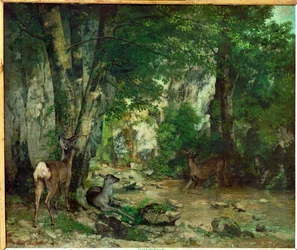 Jelení rezervace v Plaisir Fontaine (malba na plátně)
