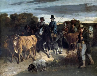 Farmers of Flagey vracející se z výstavy Obraz Gustava Courbeta (1819-1877). 19. století. Besancon, Muzeum výtvarných umění