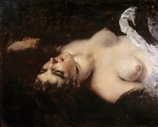 Studie pro ženu s papouškem Modelkou by mohla být Joanna Hiffernan, dit Jo - Obraz Gustava Courbeta (1819-1877)