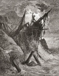 Podle předlohy Gustava Doreho ke knize Victora Huga Dělníci moře. Z knihy Život a vzpomínky Gustava Doreho, vydané v roce 1885.