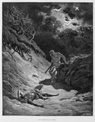 Kain zabije svého bratra Ábela, Ilustrace z Bible Doreho
