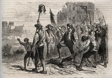 Francouzská revoluce: Smrt Jacquese de Flesselles, hraběte z Bregy (1730-1789), francouzského správce, prevot des marchands sur les degres de l