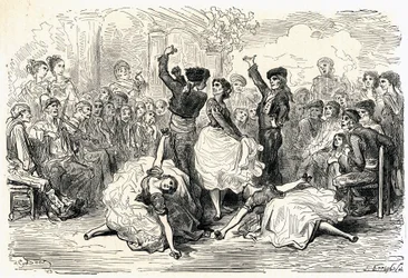 Ilustrace k "Cestě do Španělska" od Charlese Davilliera vydaná v roce 1866 (rytina)