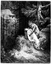 Ilustrace Gustava Doreho (1832-1883) k románu Francoise Reného de Chateaubrianda (1768-1848), Atala, edice Hachette 1863 -