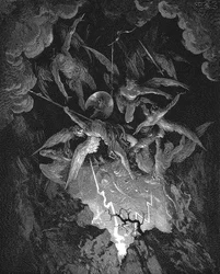 Ilustrace z Miltonova Ztraceného ráje, 1866