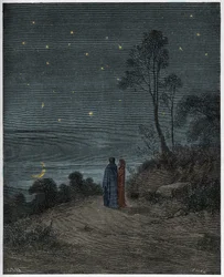 Peklo, zpěv 2: Temnějící obloha první noci, ilustrace k „Božské komedii“ Danteho Alighieriho, 1885