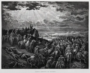 Joshua nechává slunce stát, Ilustrace z Dore Bible