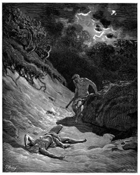 Vražda Ábela Kainem - ilustrace Gustava Dorého pro Bibli