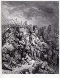 Richard Heart of Lion at the Battle of Arsur - rytina Gustave Doré