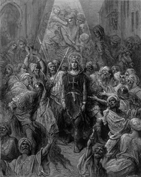 Saint Louis zajatý v Mansoura, během 7. křížové výpravy v roce 1250 - rytina Gustava Doré