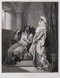 Samson a Dalila, 16. kapitola, Kniha Soudců, Starý zákon, Ilustrace z Doreovy bible