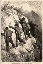 Pašeráci ze Serrania de Ronda. Kresba Gustava Dorea (1832-1883) pro ilustraci jeho cesty do Španělska v roce 1862 s Ch. Davillier. Rytina v „“Le tour du monde““, editoval Edouard Charton