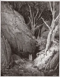 Božská komedie (La Divina Commedia, La Divine Comedie), Inferno, Canto 1: Virgil a Dante začínají svou cestu - Dante Alighieri (1265-1321) - Ilustrace Gustave Dore (1832-1883)