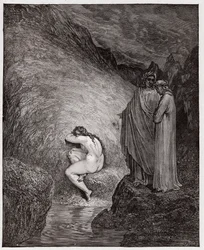 Božská komedie (La Divina Commedia, La Divine Comedie), Inferno, Canto 30: Myrrha, odsouzená za incest - Dante Alighieri (1265-1321) - Ilustrace Gustave Dore (1832-1883)
