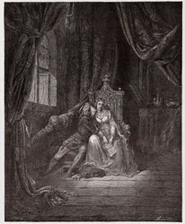 Božská komedie (La Divina Commedia, La Divine Comedie), Inferno, Canto 5: Paolo a Francesca - Dante Alighieri (1265-1321) - Ilustrace Gustave Dore (1832-1883)