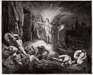 Božská komedie, Peklo, Zpěv 9: Anděl otevírá brány - Dante Alighieri (1265-1321) - Ilustrace Gustava Dorého (1832-1883)