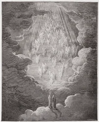 Božská komedie (La Divina Commedia, La Divine Comédie), Ráj, zpěv 21: Beatrice a Dante ve sféře Saturnu - Dante Alighieri (1265-1321) - ilustrace Gustava Dorého (1832-1883)