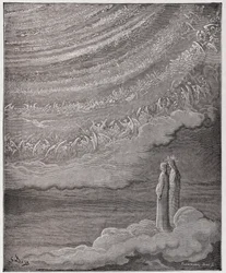 Božská komedie, Ráj, Zpěv 28: Jiskřivý zástup nebes - Dante Alighieri (1265-1321) - Ilustrace Gustava Dorého (1832-1883)
