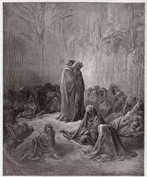 Božská komedie, Očistec, Zpěv 13: Duše závistivců - Dante Alighieri (1265-1321) - Ilustrace Gustava Dorého (1832-1883)