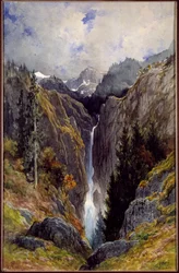 Vodopád pekelné díry v údolí Lys. Obraz Gustava Dorého (1832-1883)