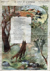Vlk a Beránek. Bajky Jean de La Fontaine (1621-95). Ilustrace Gustave Fraipont (1849 -1923). Soukromá sbírka.