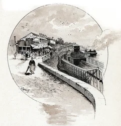 Pohled na čtvrť Point du Jour, Boulogne Billancourt (Pohled na čtvrť Point du Jour, Boulogne-Billancourt) Kresba Gustava Fraiponta (1849-1923) ze Saint-Juirs